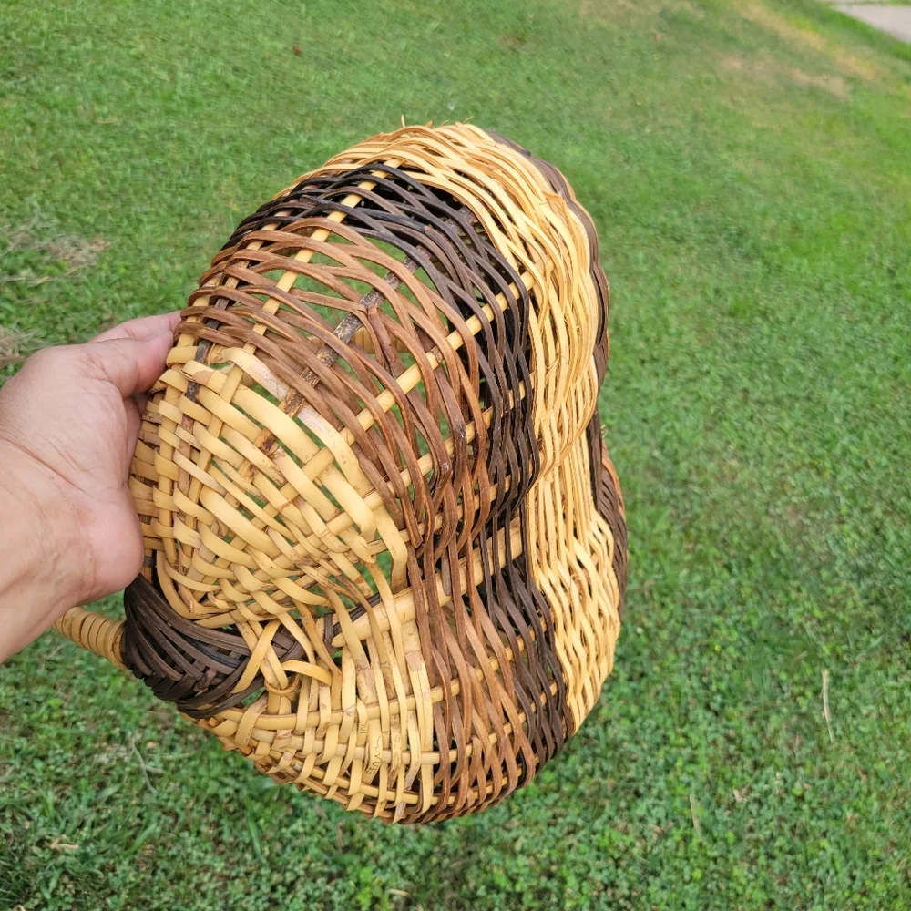 Vintage Handmade Buttocks Gathering Basket God’s Eye Primitive Rustic